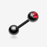 Colorline PVD Basic Gem Ball Barbell Tongue Ring-Black/Red