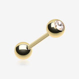 Gold Plated Basic Gem Ball Barbell Tongue Ring