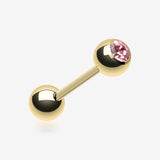 Gold Plated Basic Gem Ball Barbell Tongue Ring