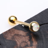 Detail View 1 of Golden Opalescent Basic Gem Ball Barbell-White