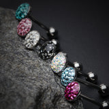 Detail View 3 of Multi-Gem Sparkle Barbell Tongue Ring-Fuchsia