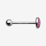 Detail View 1 of Multi-Gem Sparkle Barbell Tongue Ring-Fuchsia
