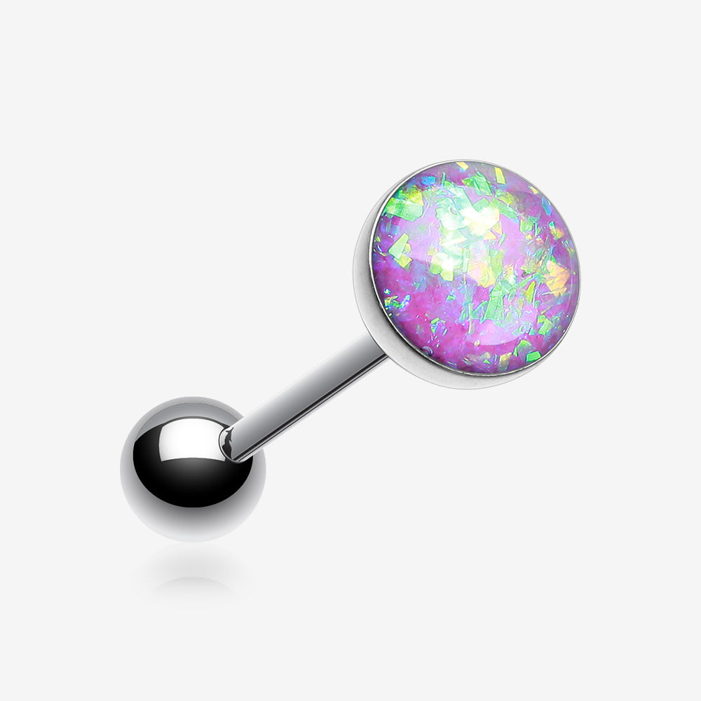 Opal Sparkle Barbell Tongue Ring-Purple