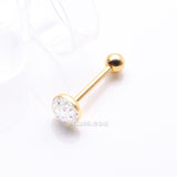 Detail View 1 of Golden Multi-Gem Sprinkle Dot Sparkle Barbell Tongue Ring-Aurora Borealis