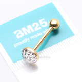 Detail View 3 of Golden Multi-Gem Sprinkle Dot Sparkle Barbell Tongue Ring-Clear Gem