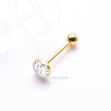 Detail View 1 of Golden Multi-Gem Sprinkle Dot Sparkle Barbell Tongue Ring-Clear Gem