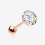 Rose Gold Multi-Gem Sprinkle Dot Sparkle Barbell Tongue Ring