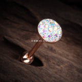 Detail View 1 of Rose Gold Multi-Gem Sprinkle Dot Sparkle Barbell Tongue Ring-Aurora Borealis