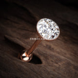 Detail View 1 of Rose Gold Multi-Gem Sprinkle Dot Sparkle Barbell Tongue Ring-Clear Gem