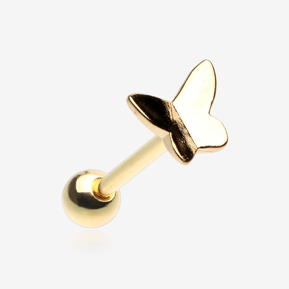 Golden Dainty Butterfly Barbell Tongue Ring