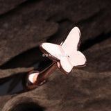 Detail View 1 of Rose Gold Dainty Butterfly Barbell Tongue Ring