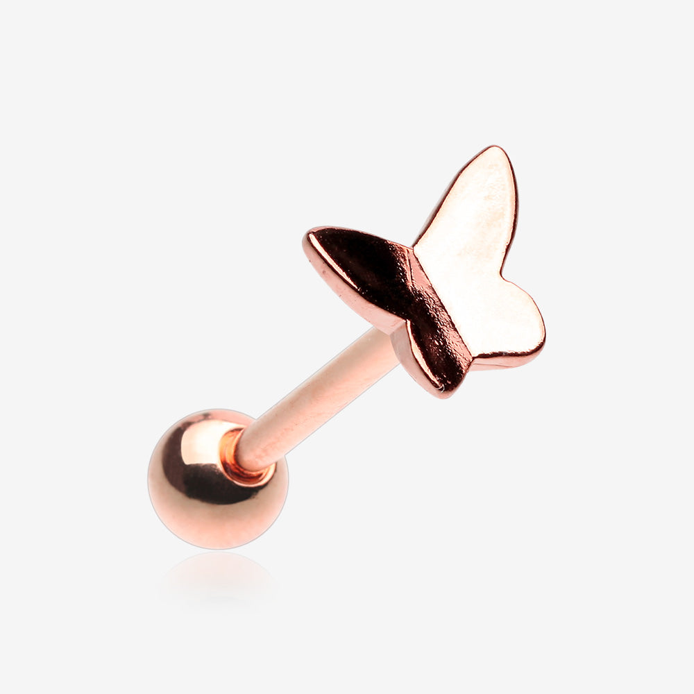 Rose Gold Dainty Butterfly Barbell Tongue Ring
