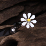 Detail View 1 of Adorable Daisy Flower Barbell Tongue Ring-White/Yellow