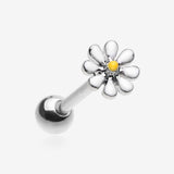 Adorable Daisy Flower Barbell Tongue Ring-White/Yellow