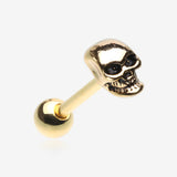 Golden Apocalyptic Skull Steel Barbell Tongue Ring