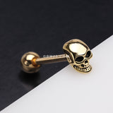 Detail View 1 of Golden Apocalyptic Skull Steel Barbell Tongue Ring