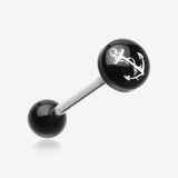 Classic Anchor Logo Acrylic Barbell Tongue Ring-Black