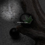 Detail View 1 of Pot Leaf Logo Acrylic Barbell Tongue Ring-Black