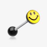 Smiley Face Logo Acrylic Barbell Tongue Ring-Yellow