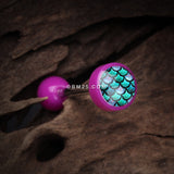 Detail View 1 of Vibrant Mermaid Scales Acrylic Barbell Tongue Ring-Purple