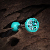 Detail View 1 of Vibrant Mermaid Scales Acrylic Barbell Tongue Ring-Teal