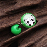 Detail View 1 of Panda the China Icon Top Acrylic Barbell Tongue Ring-Green