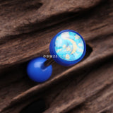 Detail View 1 of Starry Night Icon Top Acrylic Barbell Tongue Ring-Blue