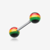 Rasta Jamaican Stripe UV Acrylic Barbell Tongue Ring-Rainbow/Multi-Color