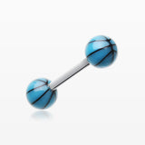 Basketball Acrylic Top Barbell Tongue Ring-Blue
