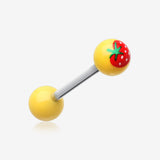 Strawberry Acrylic Top Barbell Tongue Ring-Yellow