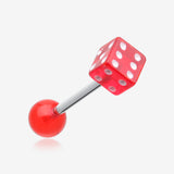 Dice Acrylic Top Barbell Tongue Ring-Red