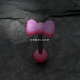 Detail View 1 of Cutesy Bow-Tie Acrylic Barbell Tongue Ring-Pink