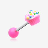 Sweet Cupcake Acrylic Barbell Tongue Ring-Pink
