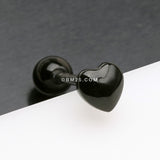 Detail View 1 of Adorable Puffy Heart Acrylic Top Barbell Tongue Ring-Black
