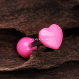 Detail View 1 of Adorable Puffy Heart Acrylic Top Barbell Tongue Ring-Pink