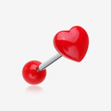 Adorable Puffy Heart Acrylic Top Barbell Tongue Ring