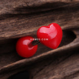 Detail View 1 of Adorable Puffy Heart Acrylic Top Barbell Tongue Ring-Red