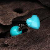 Detail View 1 of Adorable Puffy Heart Acrylic Top Barbell Tongue Ring-Teal