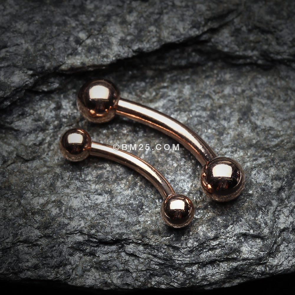 Detail View 1 of Rose Gold Plated Basic Curved Barbell Ring-Rose Gold