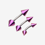 Colorline PVD Spike Top Curved Barbell Ring-Purple