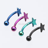 Detail View 1 of Colorline PVD Star Curved Barbell Eyebrow Ring-Blue