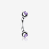 Double Gem Ball Curved Barbell Eyebrow Ring