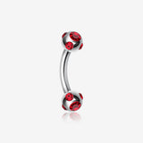 Aurora Gem Ball Curved Barbell Eyebrow Ring-Red