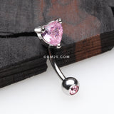 Detail View 1 of Heart Gem Sparkle Prong Curved Barbell-Pink