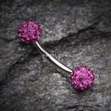 Detail View 1 of Multi-Gem Sparkle Curved Barbell Eyebrow Ring-Fuchsia