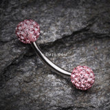 Detail View 1 of Multi-Gem Sparkle Curved Barbell Eyebrow Ring-Light Pink