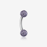 Multi-Gem Sparkle Curved Barbell Eyebrow Ring-Tanzanite