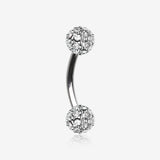 Pave Sparkle Full Dome Curved Barbell Ring-Clear Gem