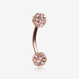 Rose Gold Pave Sparkle Full Dome Curved Barbell Ring-Clear Gem