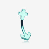 Colorline Anchor Curved Barbell Eyebrow Ring-Teal
